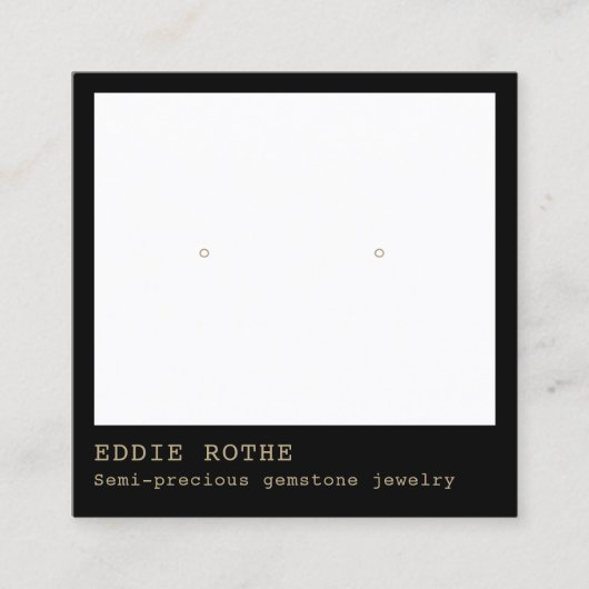 ミニマルモダンリストブラックイヤリングジュエリー表示 スクエア名刺 (正面)