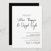 ミニマルモダンリストブラックインクホワイト結婚ズ 招待状 (正面/裏面)