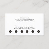 ミニマルモダンリストブラックウィット美しいロイヤリティ ロイヤリティカード (裏面)