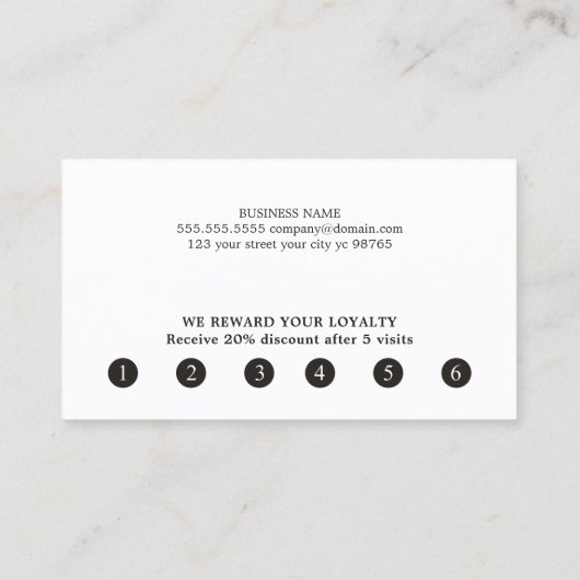 ミニマルモダンリストブラックウィット美しいロイヤリティ ロイヤリティカード (裏面)