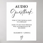 ミニマルモダンリストブラックオーディオゲストブックサイン ポスター (正面)