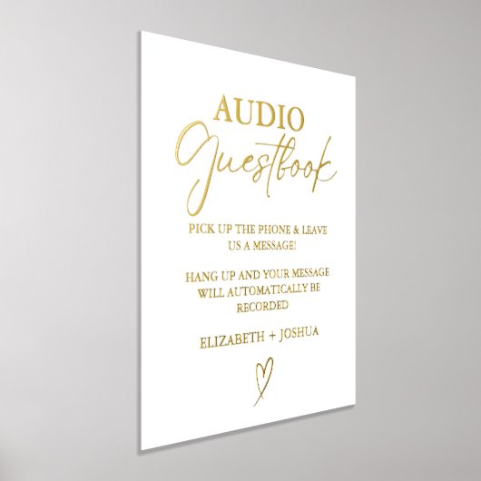 ミニマルモダンリストブラックオーディオゲストブックサイン 箔ポスター (レイダウン)