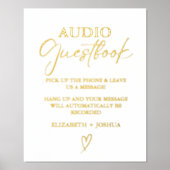 ミニマルモダンリストブラックオーディオゲストブックサイン 箔ポスター (正面)