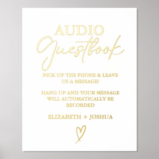 ミニマルモダンリストブラックオーディオゲストブックサイン 箔ポスター (正面)