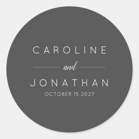 ミニマルモダンリストブラックカスタムウェディング ラウンドシール (正面)