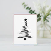 ミニマルモダンリストブラッククリスマスツリークリスマス シーズンポストカード (スタンド正面)