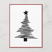 ミニマルモダンリストブラッククリスマスツリークリスマス シーズンポストカード (正面)