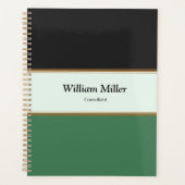 ミニマルモダンリストブラックグリーンストライプ プランナー手帳 (正面)