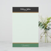 ミニマルモダンリストブラックグリーンストライプ 便箋 (スタンド正面)