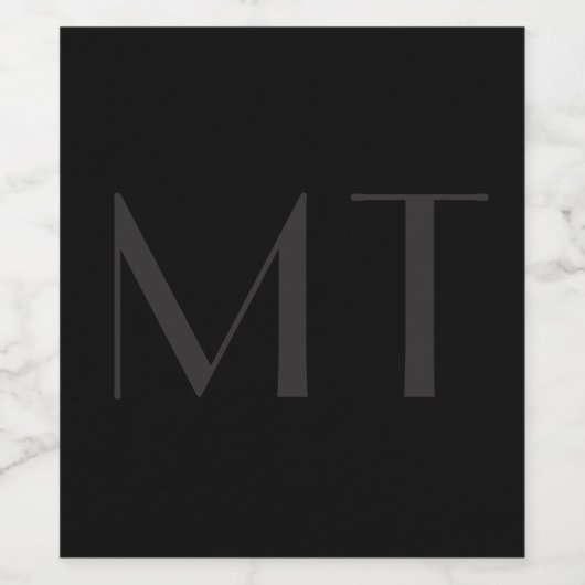 ミニマルモダンリストブラックグレイエレガントモノグラム ワインラベル (シングルラベル)