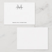 ミニマルモダンリストブラックグレーモノグラム ノートカード (正面/裏面)