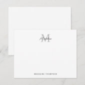 ミニマルモダンリストブラックグレーモノグラム ノートカード (正面/裏面)