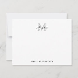 ミニマルモダンリストブラックグレーモノグラム ノートカード