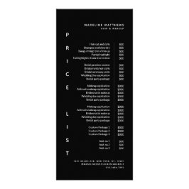 ミニマルモダンリストブラックサロン価格表サービス ラックカード