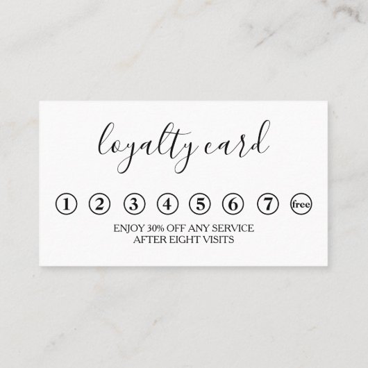 ミニマルモダンリストブラックシャルボードロイヤリティカード 名刺 (裏面)