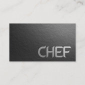 ミニマルモダンリストブラックシルバーエンボス文字シェフ 名刺 (正面)