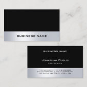 ミニマルモダンリストブラックシルバープロフェッショナルシック 名刺 (正面/裏面)