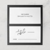 ミニマルモダンリストブラックスクリプトの白い背景 プレイスカード (外部開封)