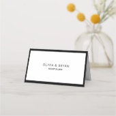 ミニマルモダンリストブラックスクリプトの白い背景 プレイスカード (裏面)