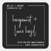 ミニマルモダンリストブラックスクリプトキャンドルパッケージング スクエアシール (正面)