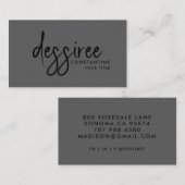 ミニマルモダンリストブラックスクリプトグレー 名刺 (正面/裏面)