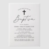 ミニマルモダンリストブラックスクリプトバプテスマ ベラム紙招待状 (正面)