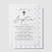 ミニマルモダンリストブラックスクリプトバプテスマ ベラム紙招待状 (オフセット (招待状))