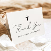 ミニマルモダンリストブラックスクリプトフォトバプテスマ サンキューカード