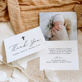 ミニマルモダンリストブラックスクリプトフォトバプテスマ サンキューカード