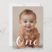 ミニマルモダンリストブラックスクリプト1stバースデーフォト 招待状 (裏面)