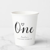 ミニマルモダンリストブラックスクリプト1st誕生日 紙コップ (正面)