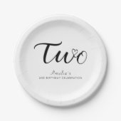 ミニマルモダンリストブラックスクリプト2nd誕生日 ペーパープレート (正面)