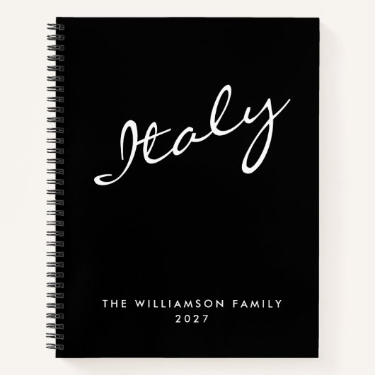 ミニマルモダンリストブラックスクリプパーソナライズされたト ノートブック (正面)