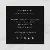 ミニマルモダンリストブラックソーシャルメディアのアイコン スクエア名刺 (裏面)