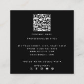 ミニマルモダンリストブラックソーシャルメディアQRコード スクエア名刺 (裏面)