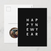 ミニマルモダンリストブラックタイポグラフィ写真新年 シーズンポストカード (正面/裏面)