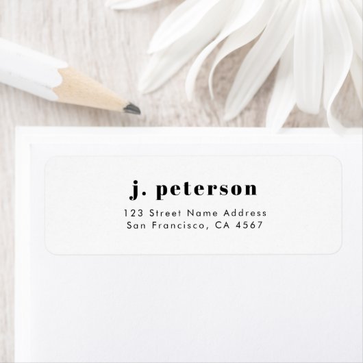 ミニマルモダンリストブラックタイポグラフィ差出人住所 ラベル (インサイチュ)