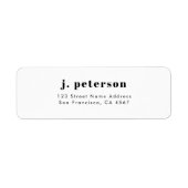 ミニマルモダンリストブラックタイポグラフィ差出人住所 ラベル (正面)