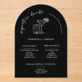 ミニマルモダンリストブラックドリンクメニューカード アクリル招待状 (正面)