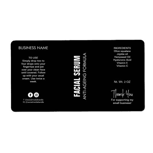 ミニマルモダンリストブラックドロッパーボトルラベル ラベル (正面)