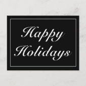 ミニマルモダンリストブラックハッピーホリデーズグリーティング 案内ポストカード (正面)