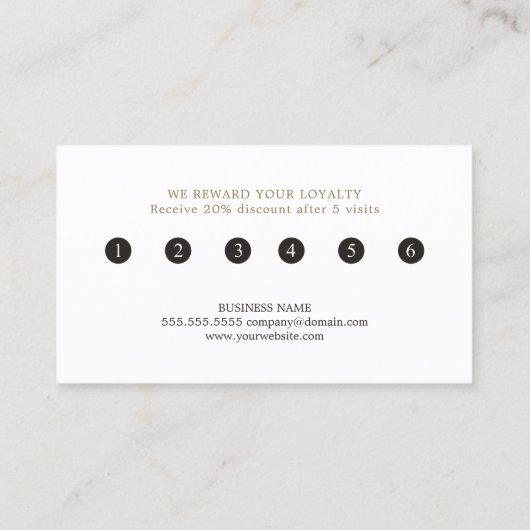 ミニマルモダンリストブラックフェイク金ゴールド美しいロイヤリティ ロイヤリティカード (裏面)