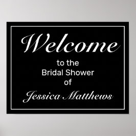 ミニマルモダンリストブラックブライダルシャワーウェルカムサイン ポスター