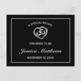 ミニマルモダンリストブラックブライダルシャワーレシピカード ポストカード