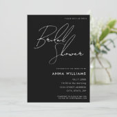 ミニマルモダンリストブラックブライダルシャワー招待 招待状 (スタンド正面)
