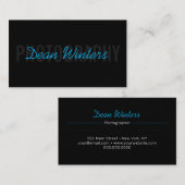 ミニマルモダンリストブラックブルーフォトグラファー 名刺 (正面/裏面)