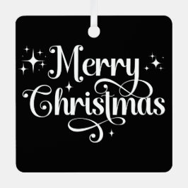 ミニマルモダンリストブラックメリークリスマスフォト メタルオーナメント
