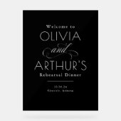 ミニマルモダンリストブラックリハーサルディナーウェルカム アクリルサイン (正面)