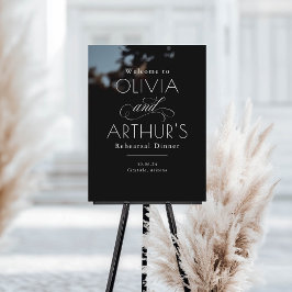 ミニマルモダンリストブラックリハーサルディナーウェルカム アクリルサイン