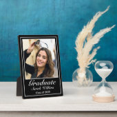 ミニマルモダンリストブラック卒業写真プラーク フォトプラーク (側面)